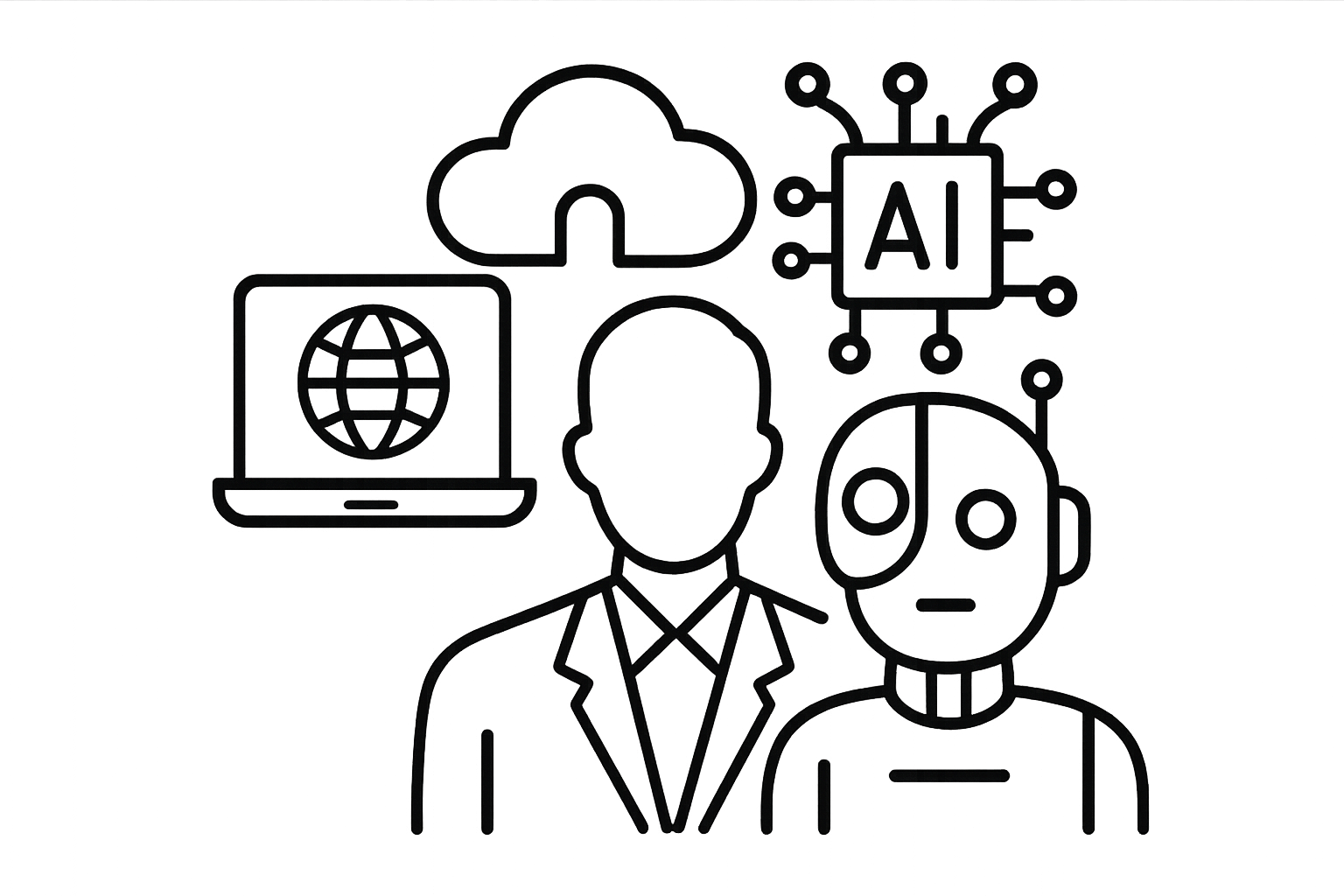 lineart DIGITAL TRANSFORMATION AND AI SPECIALISTS line icon with no text in the image-1